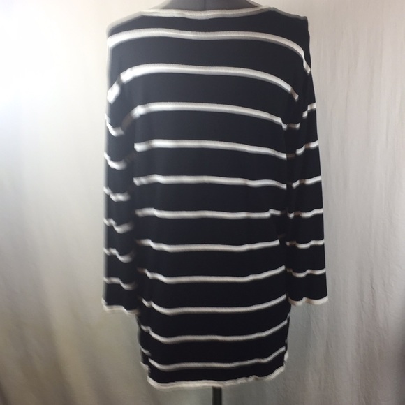 Blast 3/4 Sleeve Black & White Stripe Top Size L - Picture 5 of 8